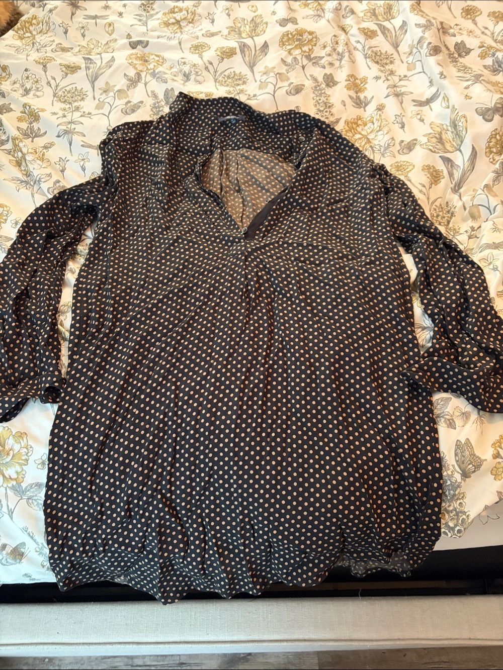 Madewell Women’s Black Polka Dot Blouse with Cream Dots